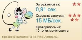 результаты тестирования хостинга с помощью сервиса ping-admin.ru