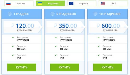 цены на украинские прокси